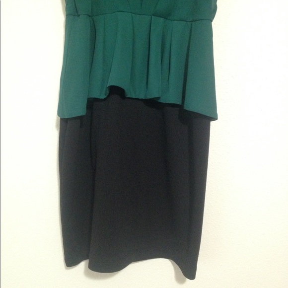 Sweet Storm Teal and Black Spaghetti Strap Peplum Mini Dress - Picture 3 of 9